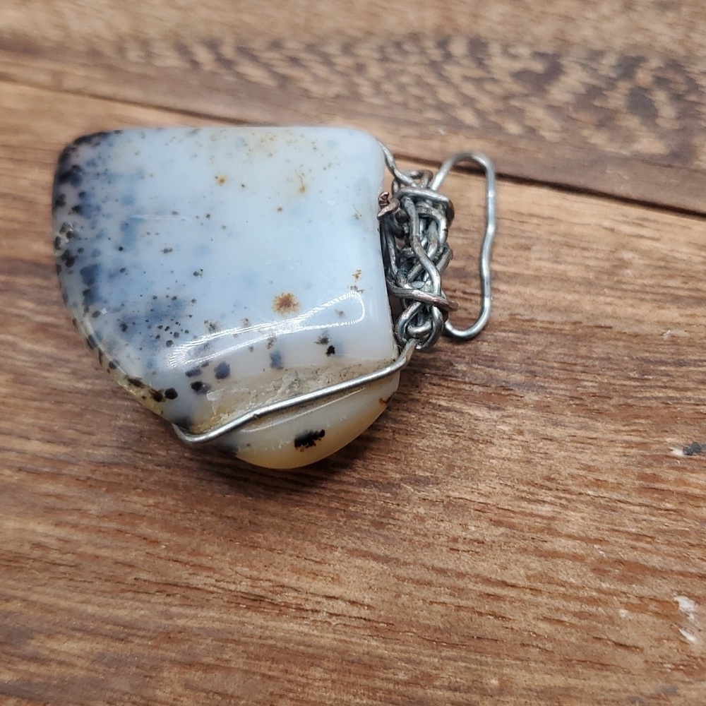 Dalmatian jasper stone wire‎ wrap pendant